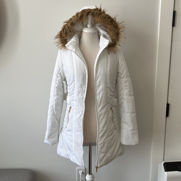 Yoki Outerwear Collection White Bomber Jacket with Hood - Medium - Picture 2 of 16